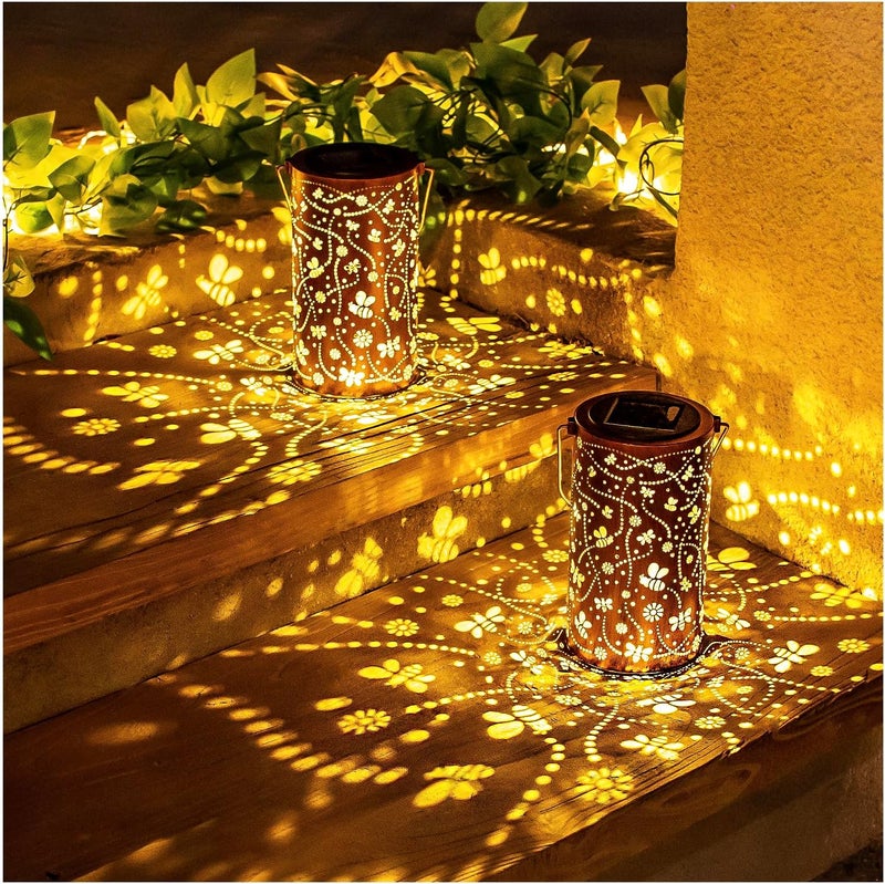 EZTZEN Bee Solar Lanterns Outdoor Waterproof Hanging Solar Lights Bee Gifts for Women Men Metal Decorative LED Bee Lanterns for Garden Decor,Yard,Patio,Lawn,Tabletop,Pathway,Landscape - Image 3